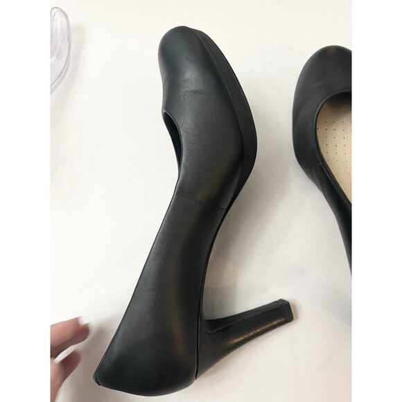 Clarks Shoes Size 7.5 W E Adriel Viola Pumps Black Cone Heels 26129359 Wide - Picture 3 of 6